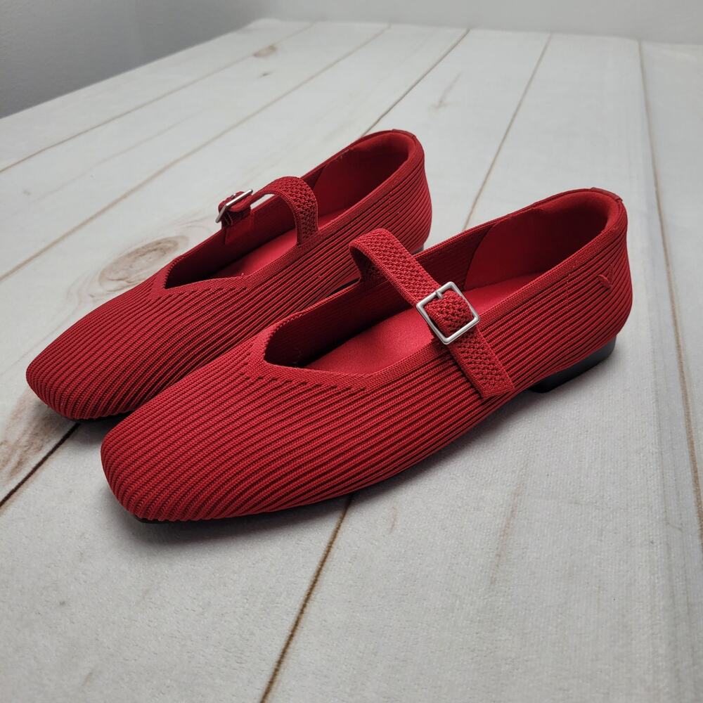 Elegant Red Women's Strap Flats